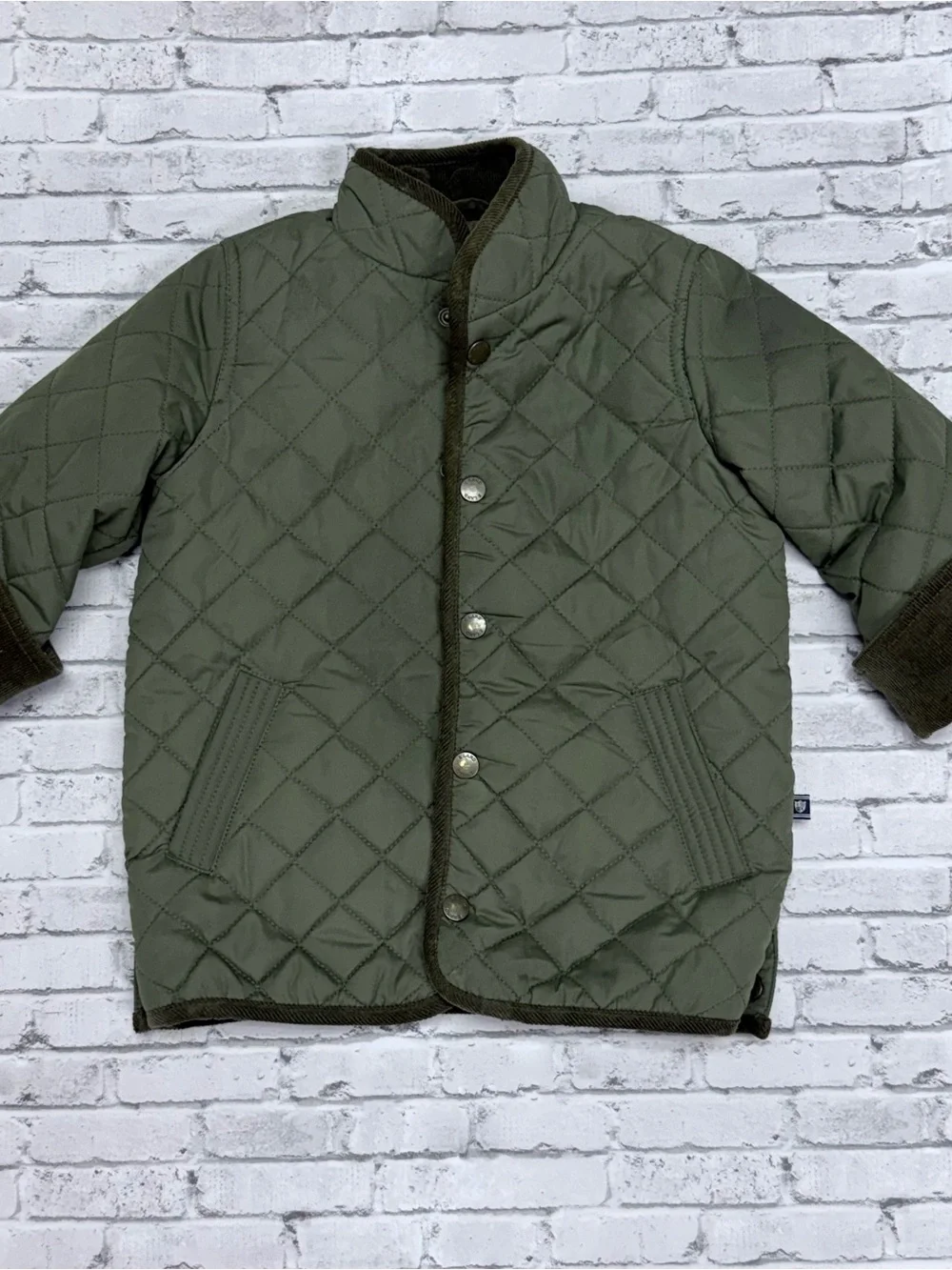 Eland Kids Quilted Barn Jacket 3T Toddler Boy Olive Green Corduroy Fall Winter